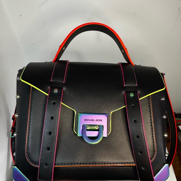Michael Kors Handbags - Michael Kors Black Satchel with Multicolor Trim